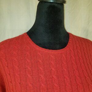 Women's NAUTICA Red Cashmere Cable Knit Sweater - M